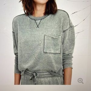 Splendid Eco Terry Burnout Pullover in Grey